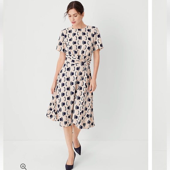 Ann Taylor Dresses & Skirts - Ann Taylor Geo Belted Twist Flare Dress